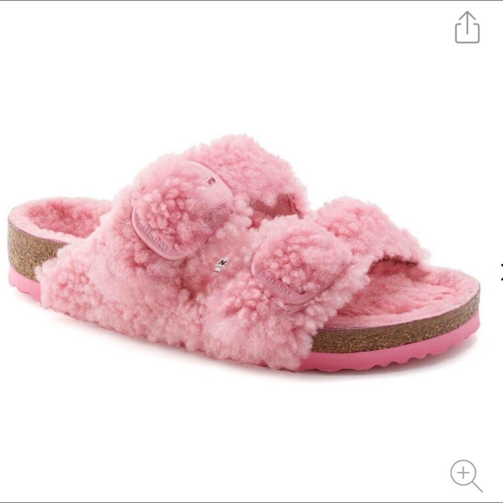 Birkenstock Arizona Big Buckle Shearling in candy pink